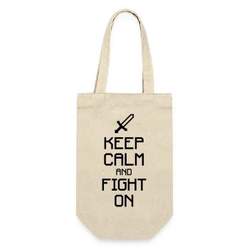 Keep calm and fight on (Farbe änderbar) - Geschenkbeutel für Flaschen - Natur - Vorne