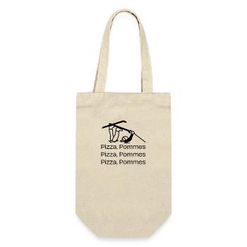 Ski fahren, Anfänger, Pizza Pommes - Geschenkbeutel für Flaschen - Natur - Vorne