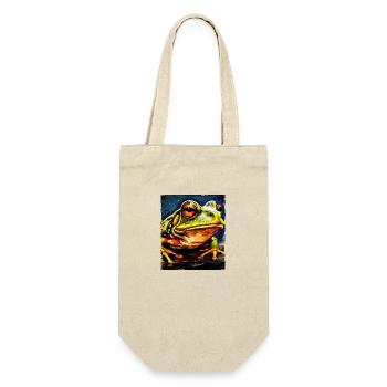 Frosch Portrait - Geschenkbeutel für Flaschen - Natur - Vorne
