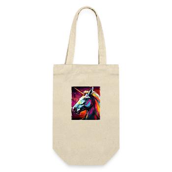 Einhorn Portrait - Geschenkbeutel für Flaschen - Natur - Vorne