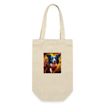 Border Collie Hund Portrait - Geschenkbeutel für Flaschen - Natur - Vorne