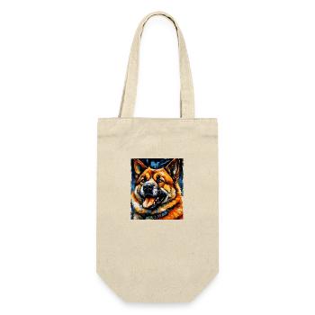 Akita Hund Portrait - Geschenkbeutel für Flaschen - Natur - Vorne