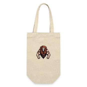 Löwe Gym Muskeln Martial Arts MMA - Geschenkbeutel für Flaschen - Natur - Vorne