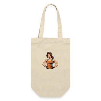Woman Fitness Muscles Gym Girl - Gift Bag for Bottles - nature - Front