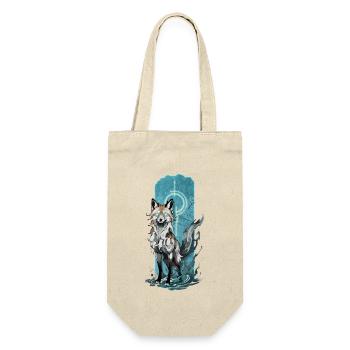Ätherischer Fuchsgeist: Mystischer blauer Flammenfuchs - Geschenkbeutel für Flaschen - Natur - Vorne