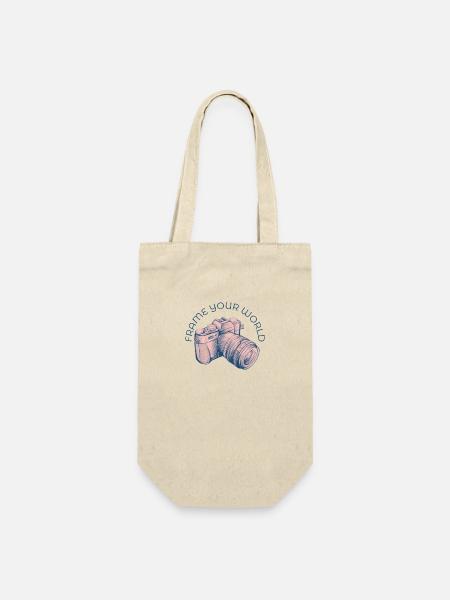Eine rosa Kamerazeichnung - Logo - Geschenkbeutel für Flaschen - Natur