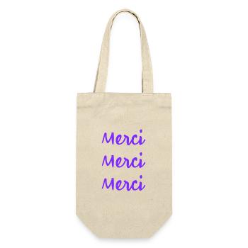 MERCI. THANKS. THANK YOU. ANNIVERSAIRE. NAISSANCE. - Sac à bouteille - nature - Devant