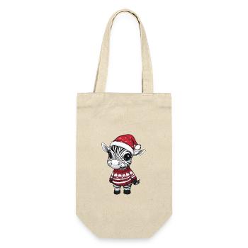 Zebra Weihnachten Comic - Geschenkbeutel für Flaschen - Natur - Vorne