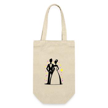 Brautpaar Hochzeit Bräutigam Braut - Geschenkbeutel für Flaschen - Natur - Vorne
