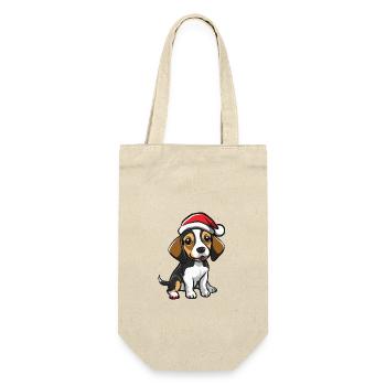 Beagle Dog Christmas - Gift Bag for Bottles - nature - Front