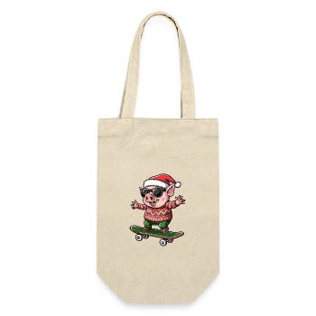 Pig Christmas Funny - Gift Bag for Bottles - nature - Front