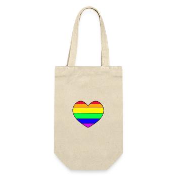 Regenbogen Herz - Geschenkbeutel für Flaschen - Natur - Vorne