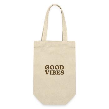Gute Stimmung in strukturiertem Holz - Geschenkbeutel für Flaschen - Natur - Vorne