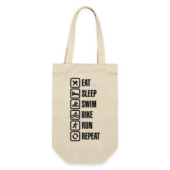 Eat sleep swim bike run repeat - triathlon - Geschenkbeutel für Flaschen - Natur - Vorne