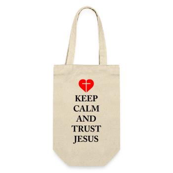 Keep Calm and trust Jesus - Geschenkbeutel für Flaschen - Natur - Vorne