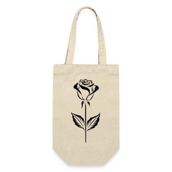 Schlichtes schwarzes Rosendesign - Geschenkbeutel für Flaschen - Natur - Vorne