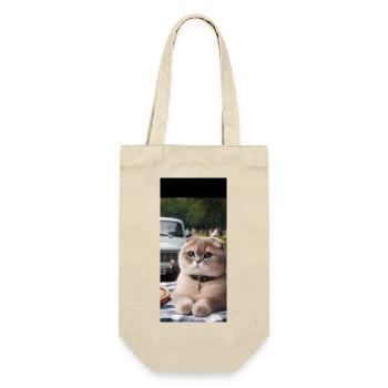 Cute Scottish fold cat, bonia,picknic and old car - Gift Bag for Bottles - nature - Front