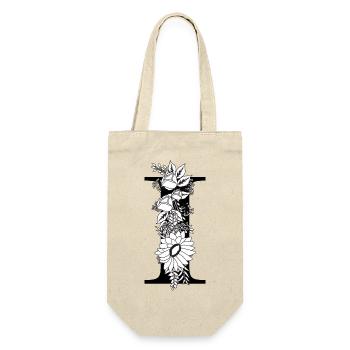 Lettre i floral noir et blanc - Sac à bouteille - nature - Devant