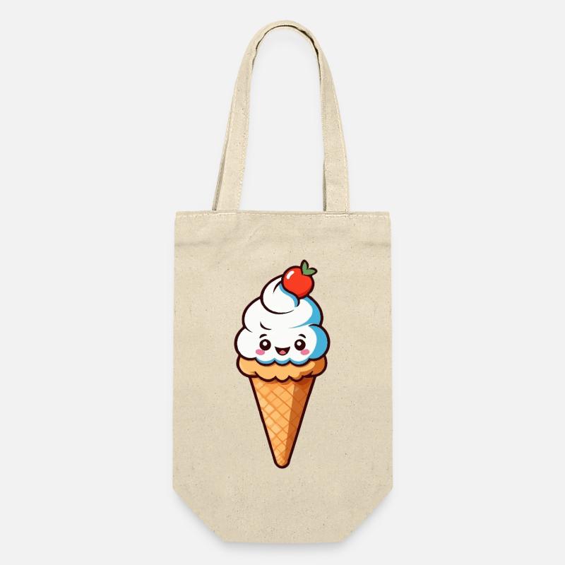 Cône crème Eis de dessin animé mignon avec un visage souriant - Sac à bouteille - nature