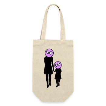 Familie Silhouette Liebe Kinder Eltern Mama Papa - Geschenkbeutel für Flaschen - Natur - Vorne
