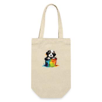 Dalmatiner Niedlicher Hund Farbeimer - Geschenkbeutel für Flaschen - Natur - Vorne