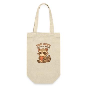 Too Soft For This World – Süßer Waschbär mit Herz - Geschenkbeutel für Flaschen - Natur - Vorne