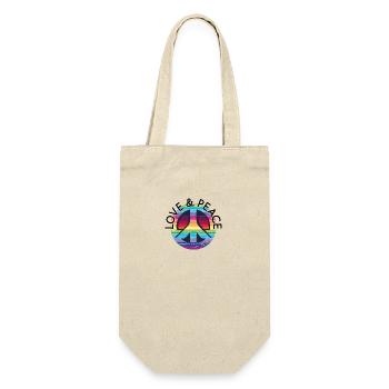 Love Peace 60s 70s Hippie Costume - Gift Bag for Bottles - nature - Front