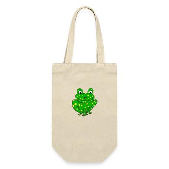 Fröhlicher Frosch - Geschenkbeutel für Flaschen - Natur - Vorne