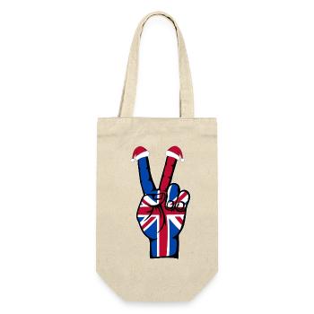 Britische Flagge Weihnachten Peace Symbol - Geschenkbeutel für Flaschen - Natur - Vorne