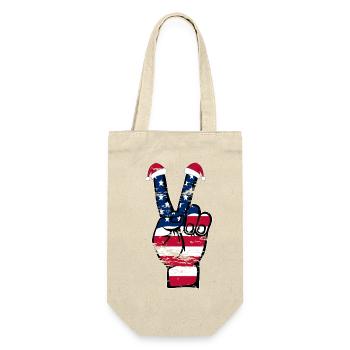 USA Flag Christmas Peace Symbol used - Gift Bag for Bottles - nature - Front