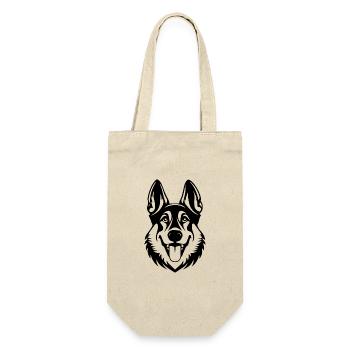 Schäferhund Hund Hundekopf - Geschenkbeutel für Flaschen - Natur - Vorne