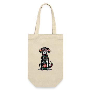 Floral Skeleton Dog Halloween - Geschenkbeutel für Flaschen - Natur - Vorne