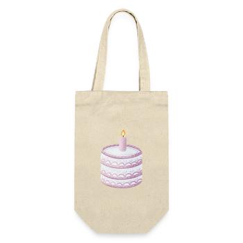 Pastellgeburtstag Kuchen mit Kerze - Geschenkbeutel für Flaschen - Natur - Vorne