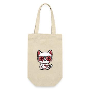 Katze Halloween Cool - Geschenkbeutel für Flaschen - Natur - Vorne