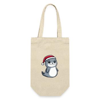 Robbe Tier Weihnachten Niedlich - Geschenkbeutel für Flaschen - Natur - Vorne
