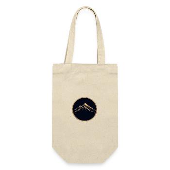 Hiker, Mountain Walk, Round Logo - Gift Bag for Bottles - nature - Front