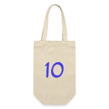 10. 10 JAHRE. 10-JÄHRIGES JUBILÄUM. 10-JÄHRIGES JUBILÄUM. - Geschenkbeutel für Flaschen - Natur - Vorne