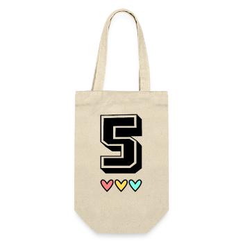 5 ANS. 5e ANNIVERSAIRE. ANNIVERSAIRE 5 ANS. 5 - Sac à bouteille - nature - Devant
