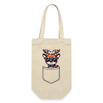 Cool reindeer with sunglasses and scarf - Gift Bag for Bottles - nature - Front