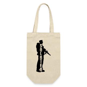 Soldat Silhouette Krieg General Freiheitskämpfer - Geschenkbeutel für Flaschen - Natur - Vorne