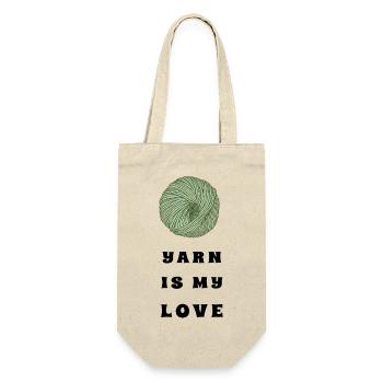 Yarn Is My Love – Green Yarn – Crochet & Knitting - Geschenkbeutel für Flaschen - Natur - Vorne