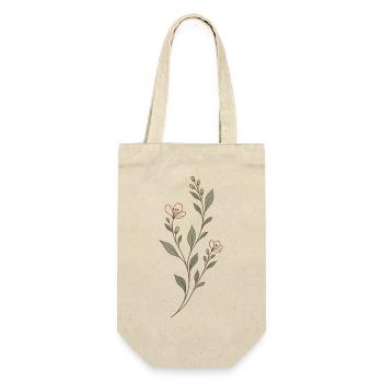 Zarte Wiesenblumen in Salbeigrün und Rosé - Geschenkbeutel für Flaschen - Natur - Vorne