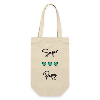 OPA. SUPER OPA. VATERTAG. ALLES GUTE ZUM GEBURTSTAG OPA. - Geschenkbeutel für Flaschen - Natur - Vorne