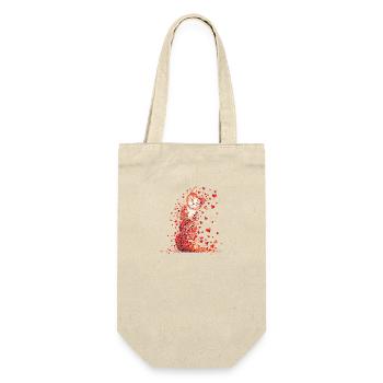 Katze Liebe Valentinstag Katze mit roten Herzen - Geschenkbeutel für Flaschen - Natur - Vorne
