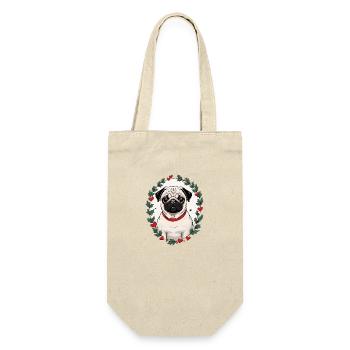 Merry Pugging Christmas Dog Santa Pug Xmas Merry - Gift Bag for Bottles - nature - Front