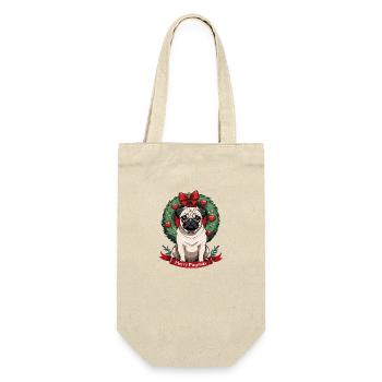 Merry Pugging Christmas Dog Santa Pug Xmas Merry - Gift Bag for Bottles - nature - Front