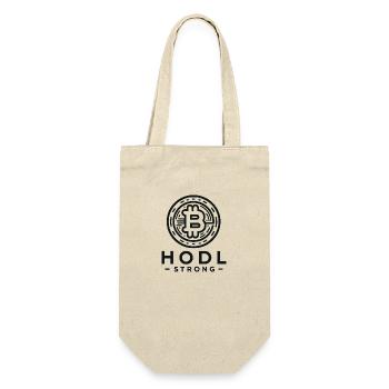 Bitcoin "Hodl Strong" - Geschenkbeutel für Flaschen - Natur - Vorne