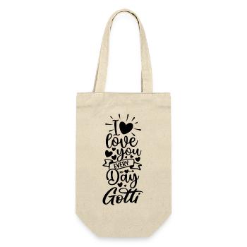 Liebe dich Gotti Taufpatin Schweiz Patentante - Geschenkbeutel für Flaschen - Natur - Vorne