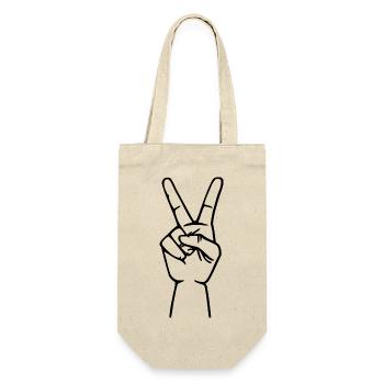 Peacezeichen siegeszeichen hand - Geschenkbeutel für Flaschen - Natur - Vorne