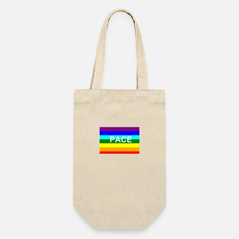 Peace / Pace-Regenbogen-Fahne - Geschenkbeutel für Flaschen - Natur